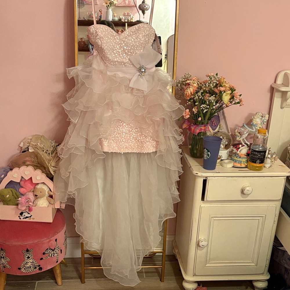Elegant Pink Asymmetrical Dress